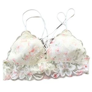 PINK Victoria’s Secret Floral Lace Up Bralette